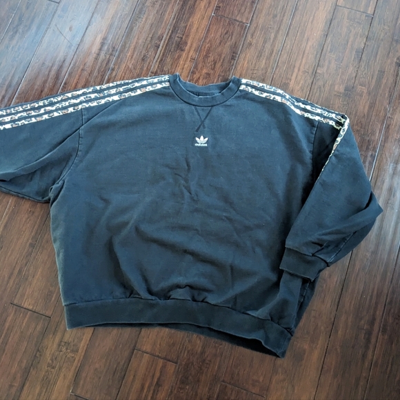 adidas Black Sweatshirt with cheetah Accents - Picture 1 of 6